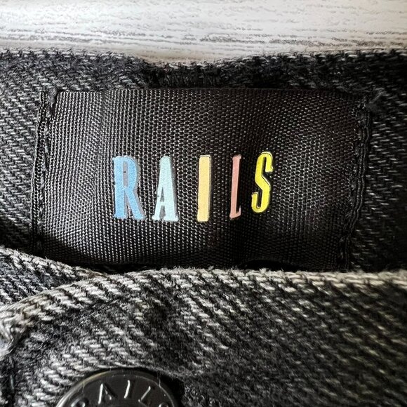 Rails Jeans Womens Size 26 Black The Getty High Rise Wide Leg Button Fly - Picture 2 of 16